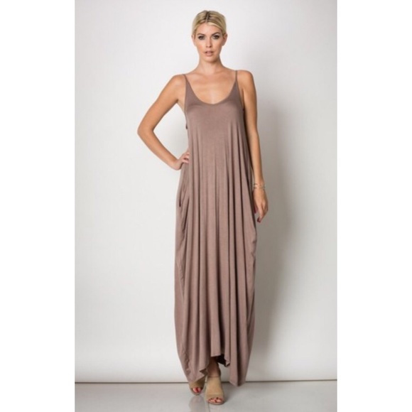 The O Boutique Dresses & Skirts - 🎉LAST 1🎉 Mocha Brown Spaghetti Strap Harem Maxi